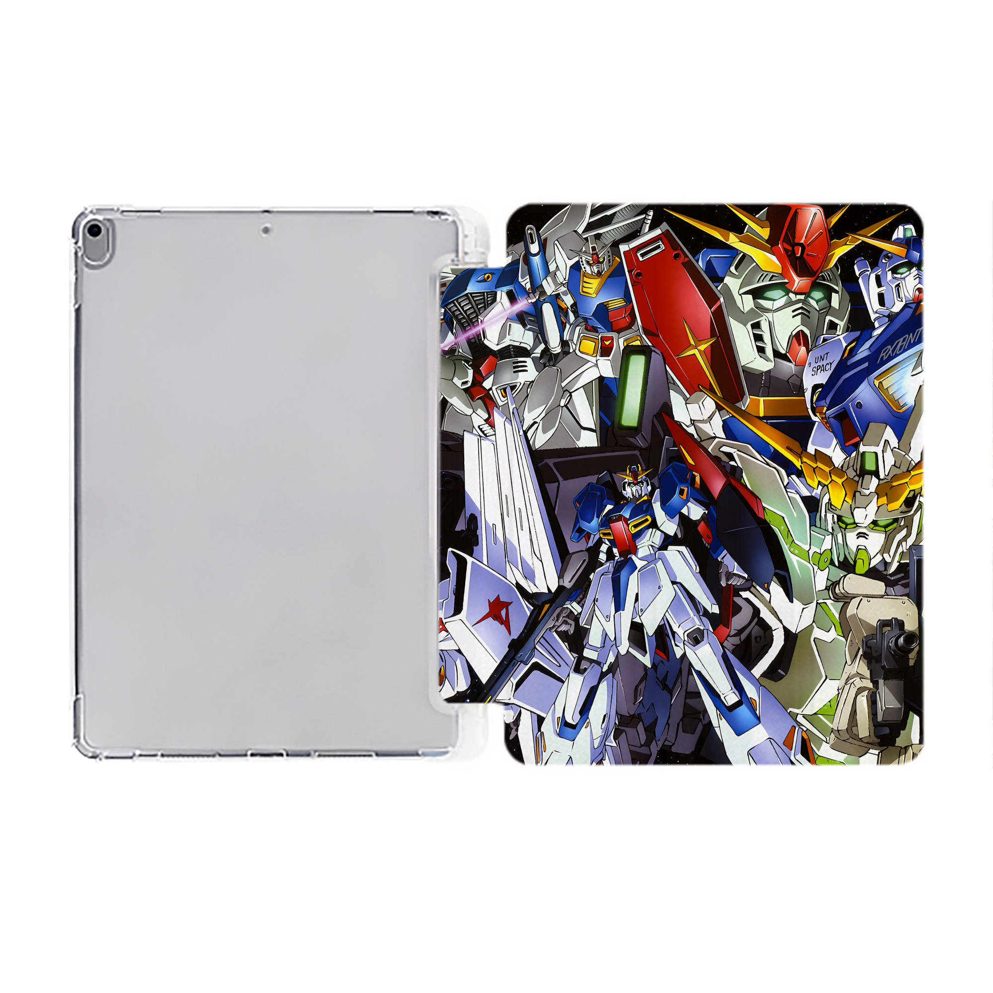 （画像用） 機動戦士ガンダム Mobile Suit Gundam IPad ケース ペン収納付き 三つ折りスタンド PUレザー×シリコン 対応機種9.5/10.5/10.9インチ